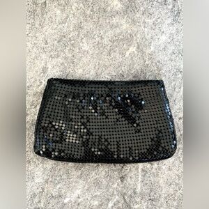 1970s black metal mesh clutch pouch by Allen Edward